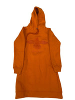urban style hooded pullover dress with embroidered logo